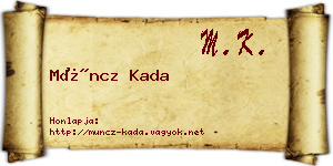 Müncz Kada névjegykártya